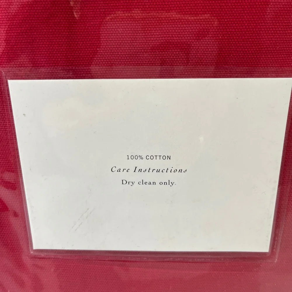 Vtg Pottery Barn Sailcloth Panel Red 44x84 Tab Top Cotton Window Curtain NEW